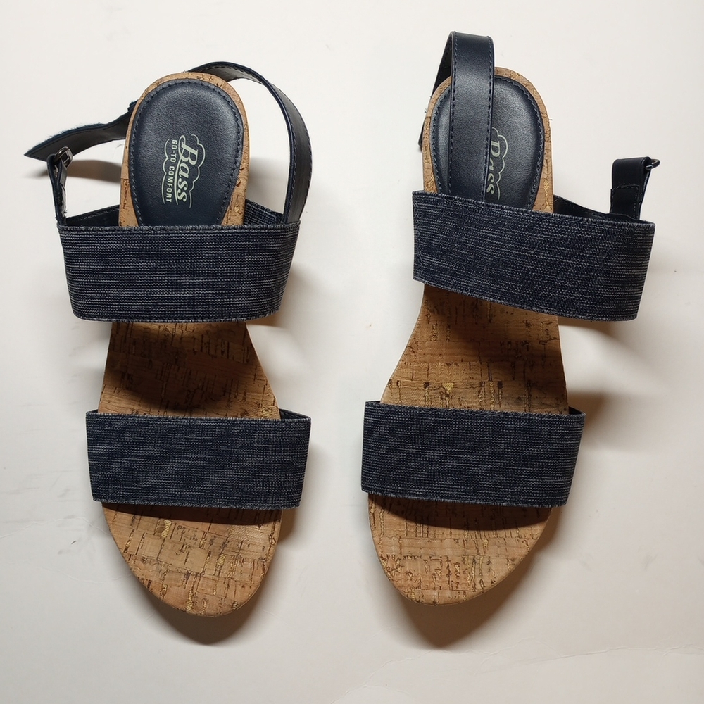 Bass To Go Comfort Laurie Women's Dark Blue Cork Sandals 8M